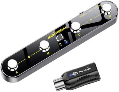 Wireless MIDI Foot Controller Pedal with Mate MIDI Receiver, 4 Customizable Footswitches, Expression Pedal, Bluetooth & USB MIDI, PC App Programmable, 5 Modes - Works with DAWs, Synths, FX Units