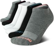 Reebok Women's No-Show Athletic Performance Low Cut Cushioned Socks (6 Pack), Size 4-10, Grey/White/Black