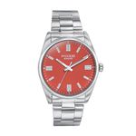 Sonata Poze Quartz Orange Dial Silver Metal Strap for Men-SP70033SM03W