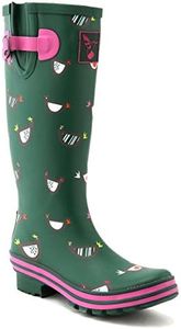 Evercreatures Rain Boots For Women Waterproof Boots Garden Shoes Outdoor Use with Comfortable Insole Knee High Rubber Rain Boot Gumboots Rain Footwear Wellies, Green, 7
