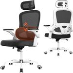 Ergonomic Office Chair, High Back Home Office Desk Chair with 3D Armrests, Up&Down Lumbar Support, Swivel Computer Task Chair with Adjustable 2D Headrest, Tilt Function, White