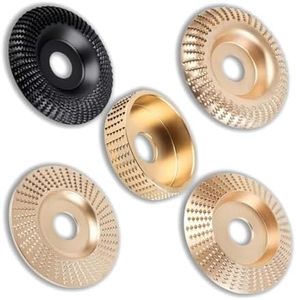 Angle Grinder Wood Carving Disc Set 5 Pack for 4" or 4 1/2" Angle Grinder, Angle Grinder Attachments, Wood Working Tools and Accessories, Stump Grinder Disc for Wood Cutting