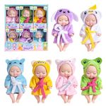 Lotvic Mini Reborn Dolls, 6 Pcs Sleeping Rebirth Dolls with Bathrobe, Miniature Reborn Doll Toys, Washable Lifelike Newborn Baby Doll, Realistic Small Baby Dolls for Girls Boys Toddlers and Kids Gift