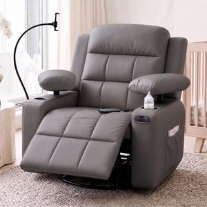 Power Swivel Recliner Chair with Adjustable Armrest, Nursery Rocking Chair