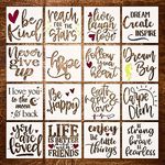 16 Pieces Inspirational Stencils and Templates for Painting - Reusable Stencils for Wood Signs, Canvas, Fabric and Crafts - Stencils for Painting -Quotes Include Dream Big, Hope, Never Give Up Stencil