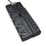 Tripp Lite Protect It! 12-Outlet Surge Protector, 8-ft. Cord, 2160 Joules, Tel/Modem Protection - surge protectors (8-ft. Cord, 2160 Joules, Tel/Modem Protection, NEMA 5-15R, 50/60, NEMA 5-15P, Black, UL1449, UL1363, UL497A, FCC 68, cUL)