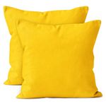 Encasa Homes Cushion Covers 2pc set (60 x 60 cm) - Sunbeam Yellow - Solid Dyed Cotton Canvas, Decorative Large Square Colourful Washable Throw Pillow Cases for Living Room, Sofa, Bedroom, Home & Hotel