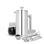 Maison & White French Press Cafetiere Stainless Steel Coffee Press Maker Free Extra Filter/Measuring Spoon/Bag Clip Double Wall Insulation 7 Coffee Gift Set 350 ml