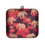 Artklim Elephant Printed Clutch Bag For Women With Detachable Chain Sling Strap (Multicolour 1)