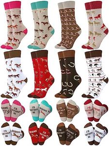 Xtinmee 8 Pairs Women Horse Socks Horse Novelty Cute Funny Gifts for Women Horse Lovers Animal Lovers, Fresh Color, 6-12