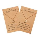 Best Friend Necklace for 2, Sun and Moon Matching Friendship Necklace Jewelry Gifts for BFF Sisters Girls, Stainless Steel, No Gemstone