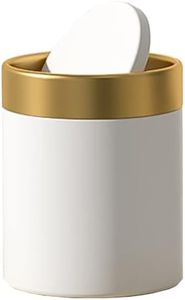 JILLICK Small Trash Can with Lid, Mini Desk Trash Can, 1.5 Liter / 0.4 Gallon Small Metal Garbage Can for Countertop Coffee Bar, White