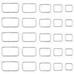 Swpeet 50 Pcs Sliver Assorted Metal Rectangle Ring, Webbing Belts Buckle for for Belt Bags DIY Accessories - 13mm / 15mm / 20mm / 25mm / 35mm