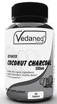 VedaneQ Coconut Charcoal Tablets - Natural Activated Charcoal, Gas Reliever & Bloating Promotes Natural Detoxification Derived from Coconut Shells - Dietary Supplement 90 Tablets 500MG