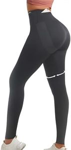 Curvphilo Women's Compression Leggings Butt Lifting Work Out Athletic Gym High Waist Tummy Control Stretchy with Pockets (S/M, Carbon Gray)