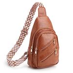 Augot Small Sling Bag for Women Crossbody Purse, PU Leather Sling Belt Bag Crossbody Fanny Packs Crossbody Bag Chest Bag for Women Men Teen Girls(Brown)