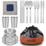 Camping Mess Kit - for camping 1 to 2 person boy scout Camp Dishes camping cooking utensils accessories plates Dinnerware Set Outdoor