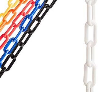 US Weight (Made in USA) 2" x 25' White Plastic Safety Chain ft. SunShield UV Resistant Technology
