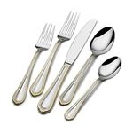 Mikasa 5119760 Regent Bead Gold 65-Piece Stainless Steel Flatware Set, Service for 12