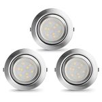 Recessed Puck Lights Wired Under Counter Light Fixtures Dimmable,2.5'' Hole Mounted Under Cabinet Lighting, Small LED Ceiling Light for Show Case,Shelf,Camper,RV Retrofit,6000K Cold White,3pcs