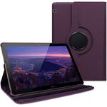 Vultic Rotating Case for Huawei MediaPad T5 10.1 inch 2018, 360 Degree Stand [Auto Sleep/Wake] Flip Leather Smart Tablet Cover (Purple)