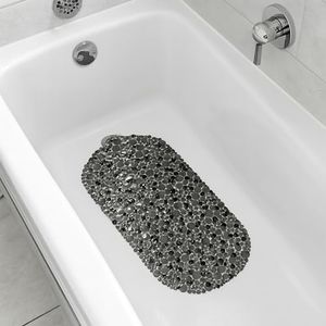 Bubbles Non-Slip Oval Bathtub Mat Clear Grey 28 L X 15 W