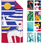 VENTURE 4TH Microfiber Beach Towel: Quick-Dry, Compact, Sand-Free, Absorbent, Sandproof and Lightweight - Perfect for Camping, Beach, and Roadtrips (Sailboat Design | 35x78 inches) V4-02-BT-XL-A1