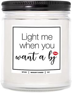 YouNique Designs Light Me When You Want a BJ Candle, 7 Ounces, Candles for Men, Mens Candle, Naughty Candles for Him, White Soy Aromatherapy Candles for Home Scented (Mahogany Teakwood)