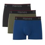 Hanes Total Support Pouch Men's Boxer Brief Underwear, Anti-Chafing, Moisture-Wicking Odor Control, 3-Pack (Reg or Long Leg), Trunks - Black/Blue/Olive – 3 Pack, XL