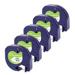 UNOKA Compatible for Dymo Label Tape, Letratag Paper White Tape 12mm x 4m 91200 S0721510 Refill for DYMO Letra Tag LT-100H LT-100T 200B XR XM QX50 2000 Label Maker, 5-Pack