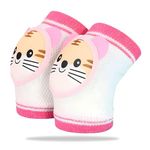 BEMBIKA Baby Kneepad Cute Cub Face, Baby Knee Pads for Crawling, Baby Knee Protector, Knee Cap for Kids for Safety Anti-Slip Padded Stretchable Elastic Soft Comfortable-(Cute Cub Pink)