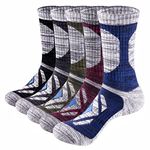 OUYJIA 5 Pairs Men's Cotton Cushioned Work Boot Socks Breathable Walking Moisture Wicking Socks Athletic Sports Socks 5-9