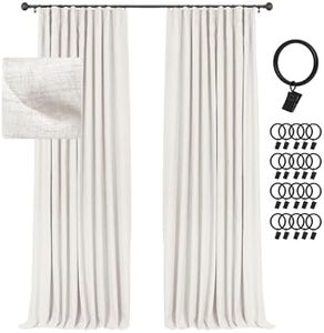 INOVADAY 100% Blackout Curtains for Bedroom 84 Inches Long, Linen Blackout Curtains 84 Inch Length 2 Panels Set Thermal Insulated Black Out Curtains & Drapes for Living Room - Beige W50 x L84