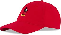 Disney Men's Baseball Cap, Mickey Mouse Adjustable Hat for Adult, Red, Large-X-Large