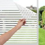 Elton 3D Window Films Privacy Film Self Adhesive Decorative Film for Bathroom Door Window Heat Control Film Anti UV 2 x 50 feet (Straight Line)