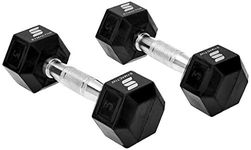 Amazon Brand - Symactive Rubber Coated Hex Dumbbells, Set of 2, 3 Kg, Black