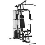 Soozier Home Gym, Multifunction Gym Equipment Workout Station with 100Lbs Weight Stack for LAT Pulldown, Leg Extensions, Preacher Bicep Curls, Triceps Pulldowns, Chest Press