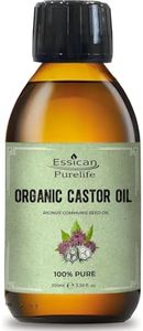 Essican Purelife Castor Oil Organic Hexane Free Glass Bottle 100ml (Pack of 1)- Pure Organic Castor Oil Cold Pressed Natural for Healthy Skin Face Body Eyelashes Brow Hair Growth Vitamin E