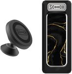 Scooch Wingback Pop Up Phone Grip, Stand, and Car Mount for Smartphones [Two-Way Stand] Compatible with Any Smartphone and Most Cases, Works with Magnetic Car Mounts (Black Marble, Wingmount Bundle)