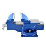 6" Heavy Duty Bench Vise, Pipe Vise Bench Vices with Anvil Swivel Table Top Clamp Locking Base, Double Swivel Rotating Vise Head& Body Rotates 360°(Blue)