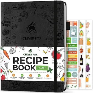 Clever Fox Recipe Book – Make Your Own Family Cookbook – Blank Recipe Notebook Organizer – Empty Cooking Journal to Write In Recipes – Large Size, 8.5”x11.2”, Hardcover (Black)