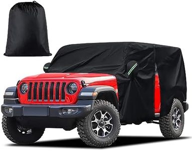 Cab Cover for Jeep Wrangler JK JL 4 Door 2007-2023 & Top Off, Jeep Wrangler Covers 4 Door Waterproof with Driver Door Zipper Windproof Straps All Weather Snow Rain UV Protection