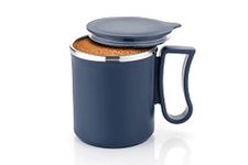 LEAWALL Coffee Mug with Lid Insulated Stainless Steel for Tea Milk Mug Inner Stylist Double Wall Cup for Home Office Restaurant Use Gift Pack of 1 Pic(Navy Blue)