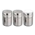 Set of 3Pcs Powder Sugar Shaker with Lid,Stainless Steel Fine Mesh Shaker, for Sifter Cocoa,Cinnamon Powder,Icing Sugar,Chocolate Coffee (Small)