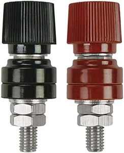 5/16" Copper Battery Terminal Stud Connector, Ampper M8 Remote Battery Binding Post Junction Post Block Terminal Kit, Pack of 2 (Red and Black)