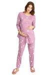 LOTIK Women's Cotton Onion Star Print Maternity & Feeding Nightsuit Set 1023-XXL