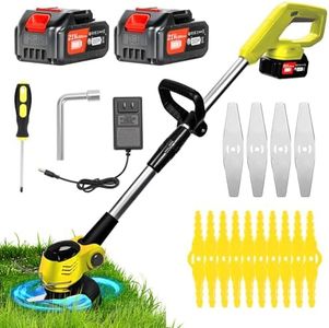 Tucssarg Cordless Weed Wacker Electric Grass Trimmer with 21v 4000mah Battery Powered Weed Trimmer Lightweight Grass Cutter Weed Cutter for Small and Medium Garden and Yard Lawn