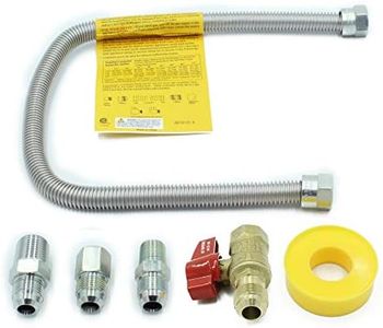 MENSI 22" Stainless Steel Flexible Gas Line 1/2" Flare with Brass Ball Control Valve with Coupling Assembly Kit, Compatible for Mr Heater F271239, For Wall Heater, Fireplace, Gas Stove