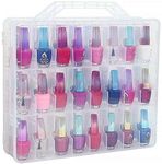 Ruilasago Universal Nail Polish Cosmetic Organisers Holder, 48 Bottles Clear Double Side Nail Polish Holder Storage Case Portable Adjustable Space Divider
