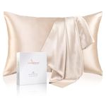 LOOMBERRY 100% Natural 22 Momme Pure Mulberry Silk Pillowcase for Hair and Skin Both Sides 22 Momme Highest Grade 6A with Hidden Zipper (Beige, Queen (50x76CM))